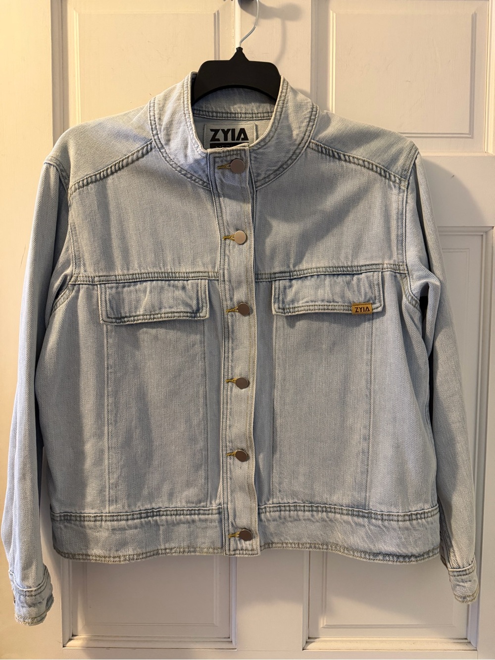 ZYIA Light Wash Denim Jacket in Pale Blue